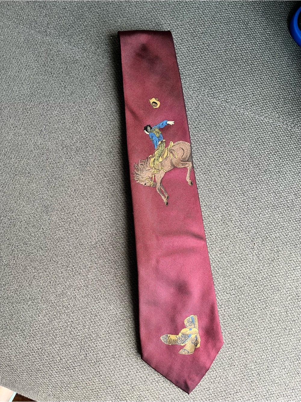 Vintage Polo Ralph Lauren Men's Burgundy Cowboy Rodeo 100% Silk Tie